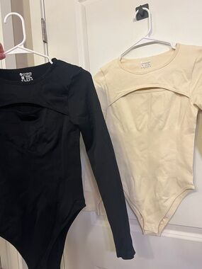 Long-Sleeve Ribbed Cutout One-Piece Bodysuit